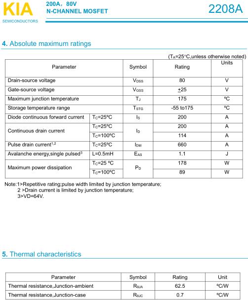 KNC2208A,KNC2208A參數(shù),KNC2208A規(guī)格書,200A/80V