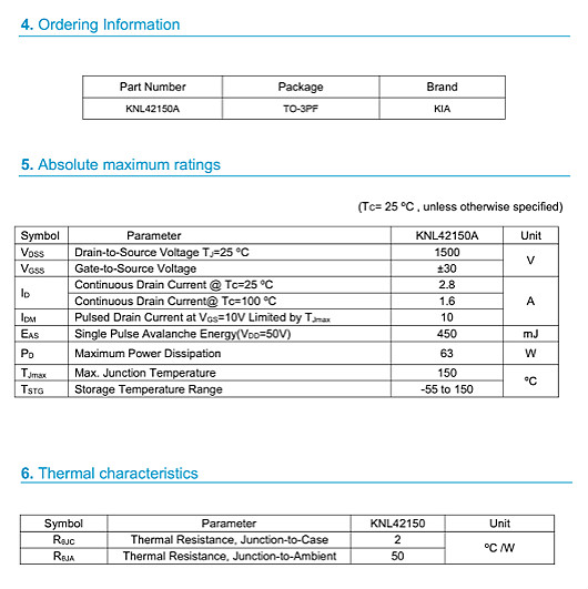 3N150代換 KNL42150A 3A1500V 3N150代換 KNL42150A 3A1500V